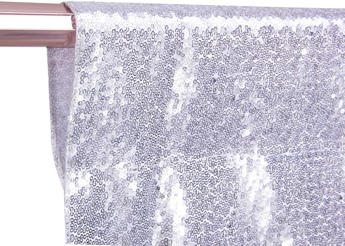 SquarePie Sequin Backdrop Curtain Not See Through Background for Wedding Party 20FT x 10FT Silver