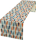 Mid Century Table Runner, Modern Style Retro Pattern Droplet Shapes Mosaic Tones Pattern Print for Home Kitchen Table Decor Dining Coffee Room Party Decor 13x72in