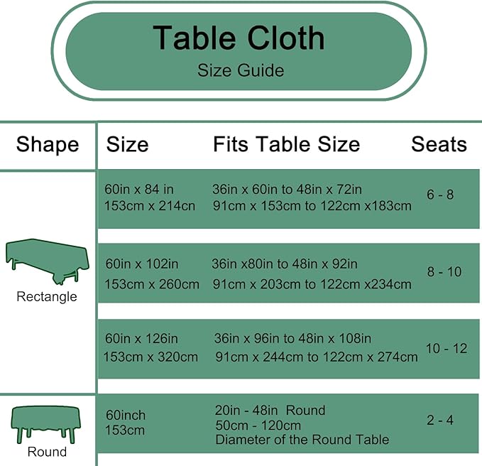 Hunter 6 Pack Round 60 Inch Tablecloth, Premium Polyester Table Cloth Washable Table Cover Stain and Wrinkle Resistant Decorative Table Cover for Party Wedding