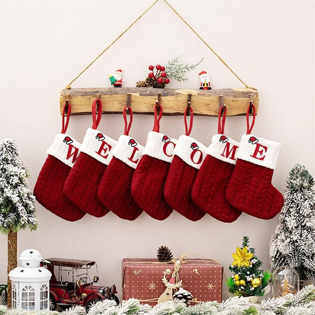 YKW Christmas Stockings Personalized Initial Letters A-Z Cable Knit - Individual Monogram Knitted Xmas Stocking Embroidered Red White Family Holiday Fireplace Mantel Gift (O)