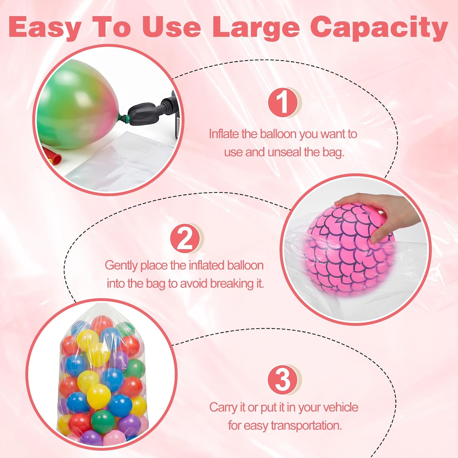 4Pcs 98.4" x 59" Extra Large Balloon Bags for Transport, Reusable Big Plastic Balloon Storage Bag, Giant Clear Carrying Storage Bags for Wedding Birthday Party Supplies, Clear Balloons Drop Bag