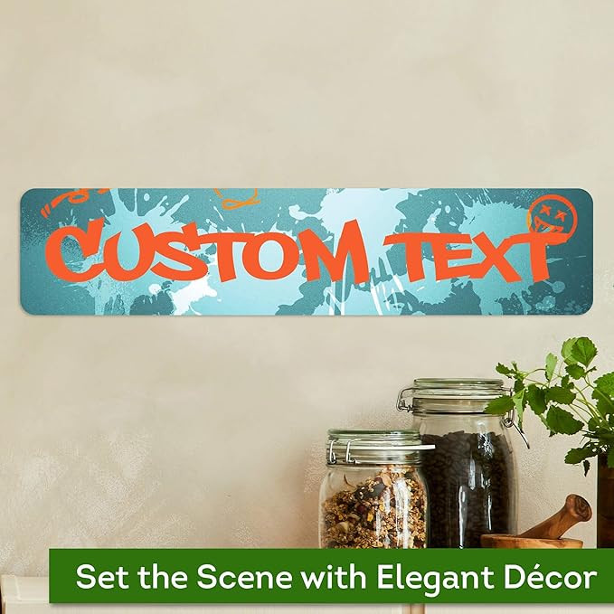 Custom Sign, Custom Street Sign, 11 Font Colors, 13 Font Styles, 4 Hole Options, 22 Sizes, 4x18 Inches, Rust Free DiBound, Fade Resistant, Made in USA by My Sign Center (Graffiti)