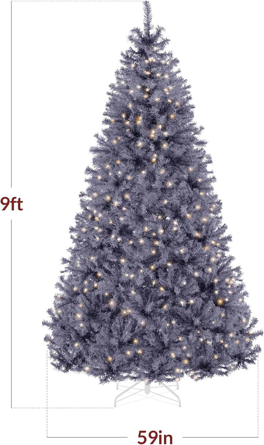 best choice products 9ft pre-lit charcoal gray christmas shown in use