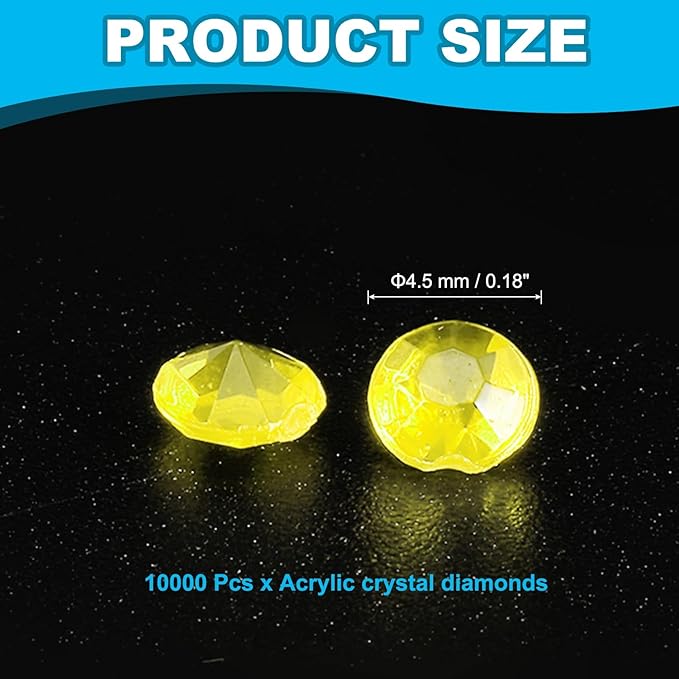 PATIKIL 10000 Pcs Wedding Table Scatter Confetti Crystals 4.5mm Acrylic Diamonds Vase Fillers Gems for Table Centerpiece Decorations Party Vase Beads, Light Yellow