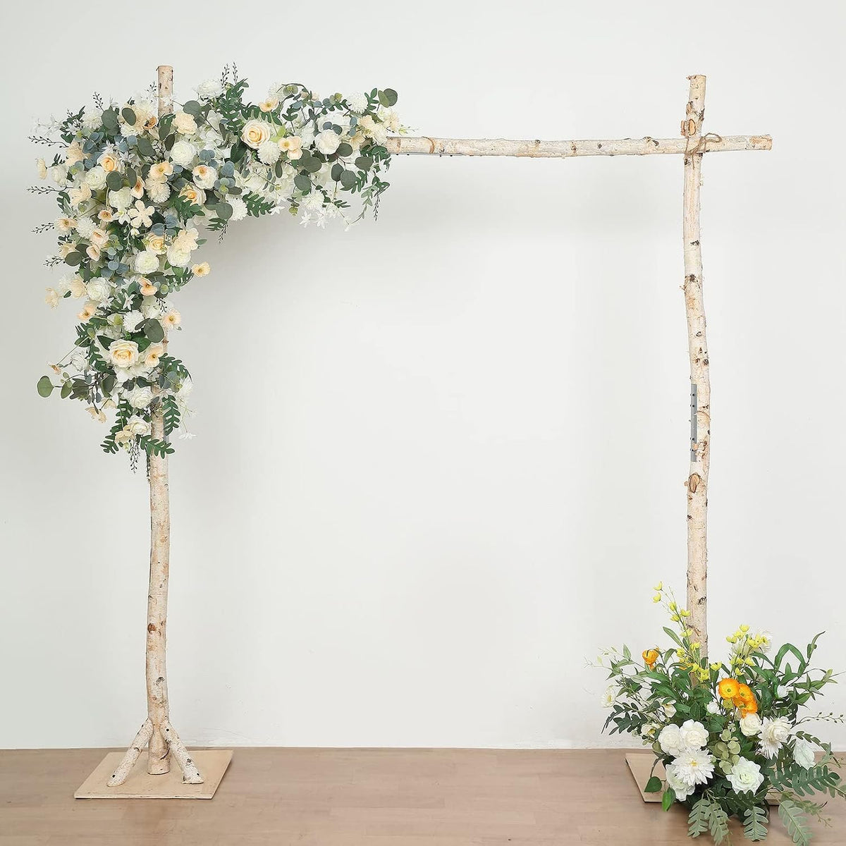 Tableclothsfactory 7.5ft Natural Birch Wood Square Wedding Arch, Rustic Arbor...