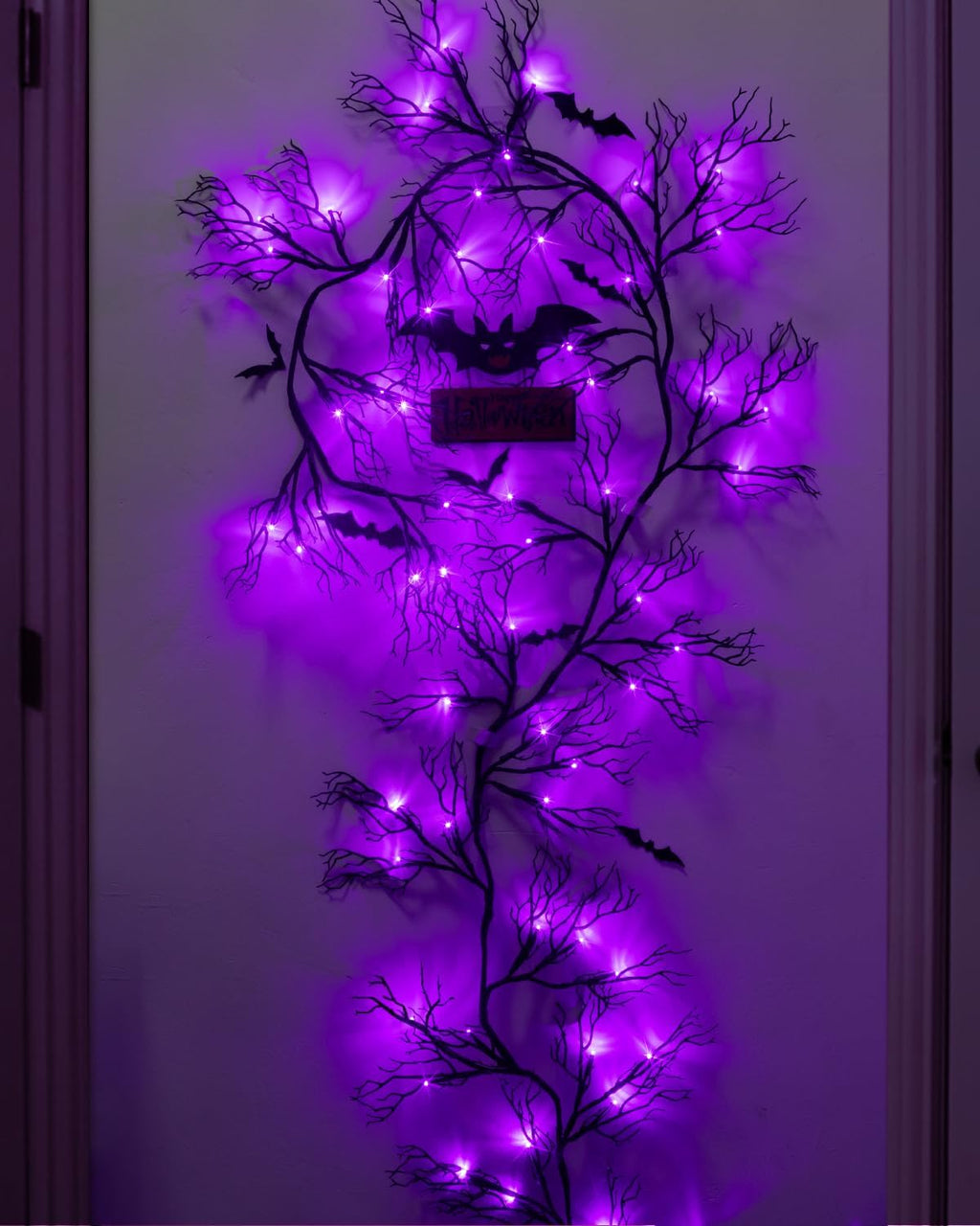 9 ft halloween twig garland decoration with 45, close-up detail