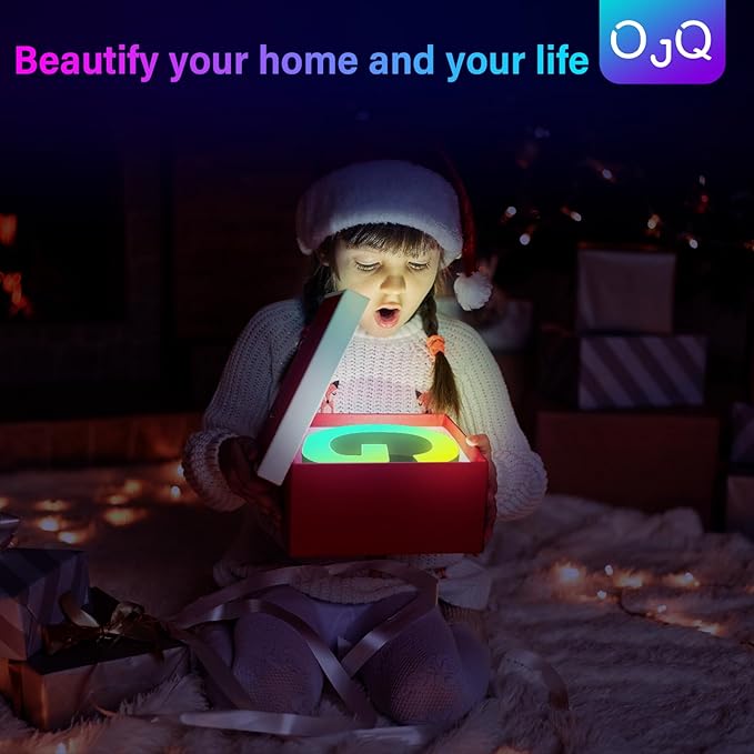 OJQ Light Up Letters LED Letter - Marquee Letters Room Decor Alphabet Letter Music Sync Color Change Colorful - Christmas Birthday Gifts for Girl - Teen Girls Gifts Party Home Wall Decor
