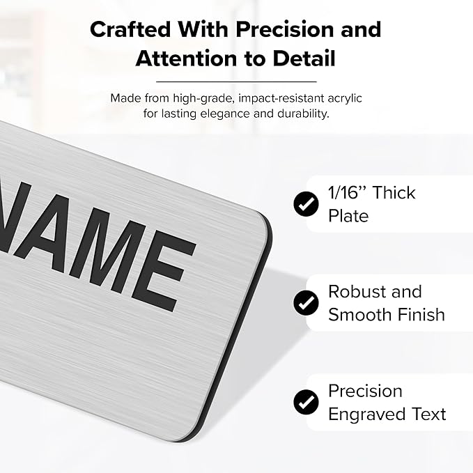 Name Tag, Magnetic Brushed Aluminum Name Tags, Personalized Name Tags, 1.5x3 Inches, Durable Engravable Impact Material, Made in The USA by My Sign Center