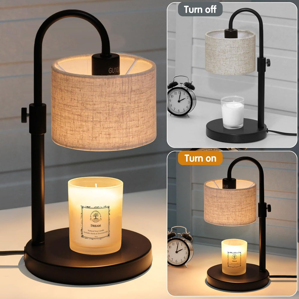 FINCMY Candle Warmer Lamp with Timer, Adjustable Height Candle Wax Warmer Candle Lamp Warmer for Jar Candles, Home Decor House Warming Gifts Compatible with Various Candles (Linen)