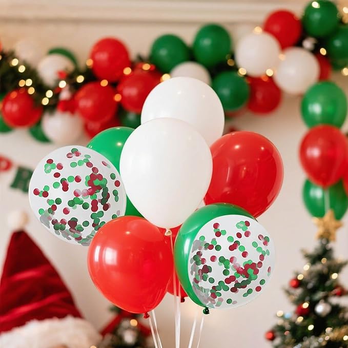 Red White and Green Round Foil Metallic Confetti for Fill Balloons, Wedding, Birthday, Christmas Party, Festival Decoration(8000PCS)