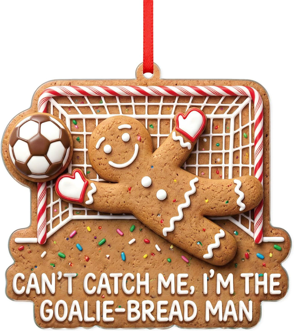 WaaHome Funny Meme Gingerbread Man Soccer Christmas Ornaments 2026 - World Soccer Gag Gifts for Football Players Fans Boys Men Dad Brother Girls Women Kids, Acrylic Soccer Cup Party Decorations