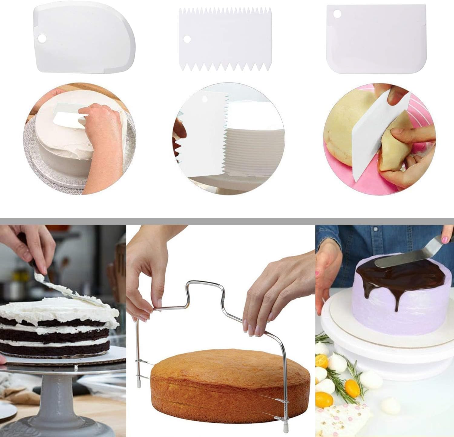 Cake Decorating Turntable,Cake Decorating Supplies with Decorating Comb/Icing Smoother(3pcs),2 Icing Spatula with Sided & Angled …