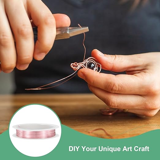 0.4 mm/26 Gauge Copper Wire for Jewelry Making, 30.2FT Copper Beading Craft Wire for Jewelry/Weaving/DIY Crafting/Planting, Color-Retaining [9.2M, Rose Gold]