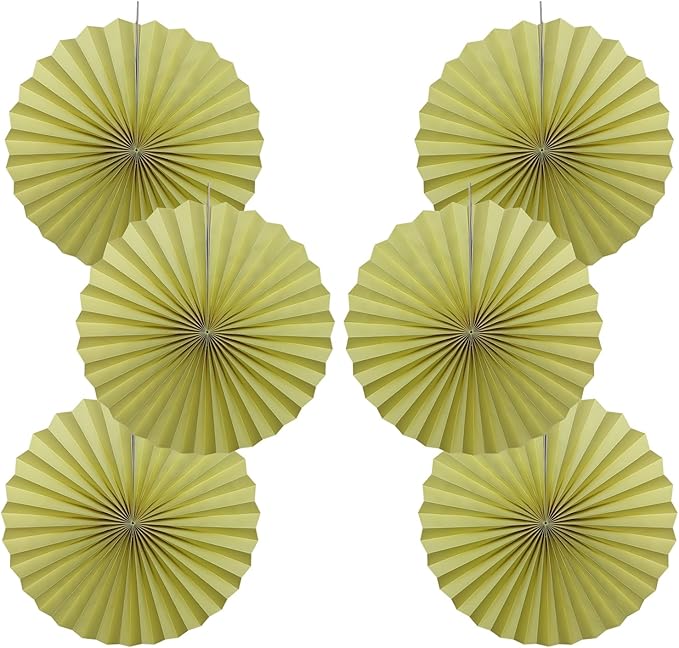 BARTHEW Yellow Hanging Paper Fans,Yellow Accessories Paper Decorations for Party,Color Party Decorations,Bee Themed Classroom Decor,16in Hanging Paper Fans 30 Color DIY Set （Light Yellow）