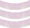 10 Feet by 15 Inch Iridescent White Foil Fringe Garland - Pack of 3 | Metallic Tinsel Banner | Ideal for Parade Floats, Bridal Shower, Wedding, Birthday, Christmas | Wall Hanging Drapes (3)
