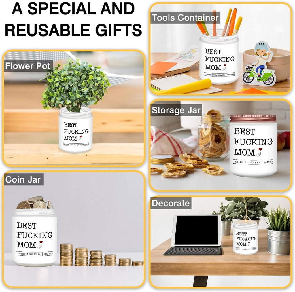 Homsolver Best Mom Gifts Ideas, Mothers Day Birthday Gifts for Mom from Daughter Son Kids, Funny Moms Lavender Candles Decor Gift