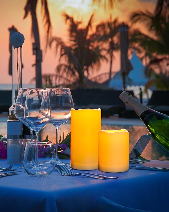 Da by Candles Battery Operated Candles LED Outdoor Waterproof Candles Plastic Fake Candles with Remote Timers Set of 12(Ivory)