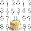 20PCS Reusable Number Candle Holder Set, Adjustable Metal Candle Holder Stand, Cake Topper Decorations for Birthday, Wedding, Anniversary Party, Stable & Heat-Resistant, Silver
