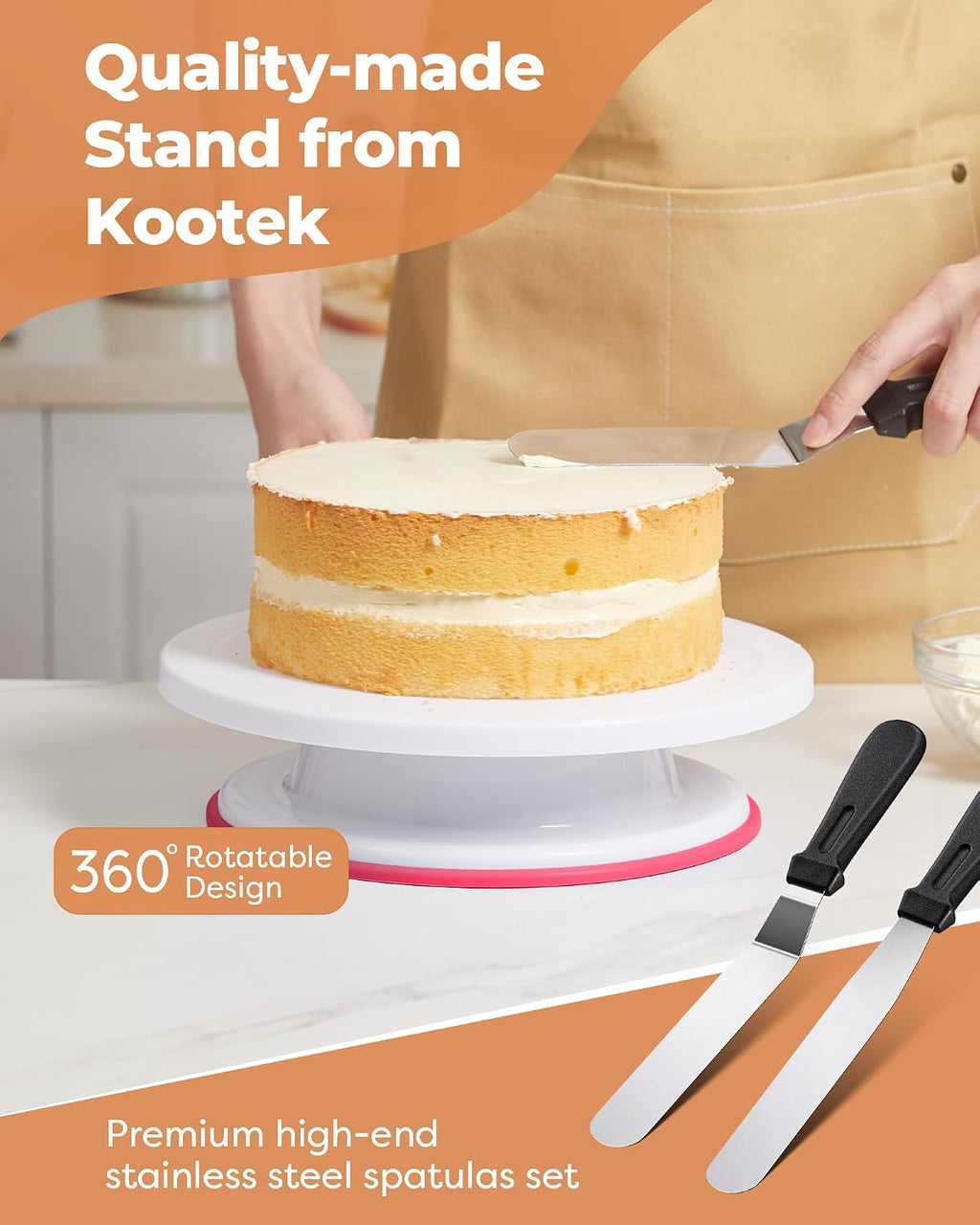 Kootek 700pcs Cake Decorating Kit, Baking Supplies with Springform Pans, Cake Turntable for Decorating, Piping Tips Set, Pastry Bags, and More Baking Tools for Mother's Day