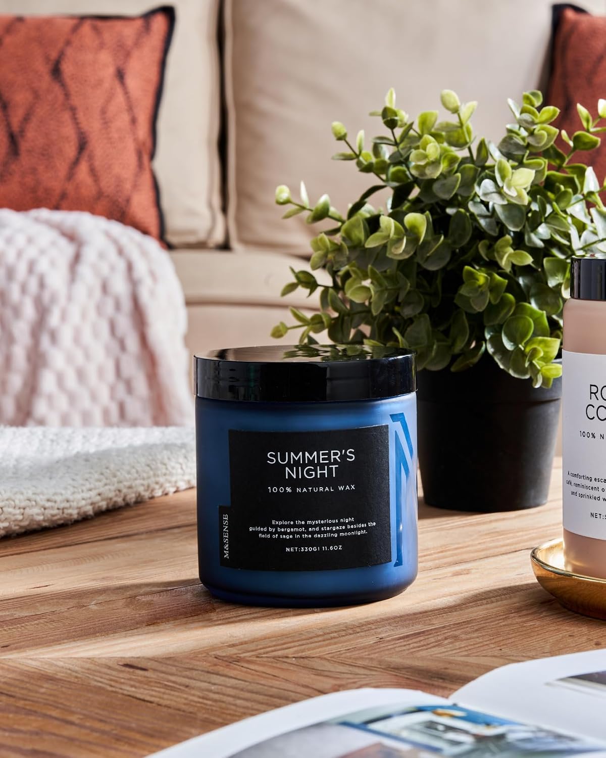 M&SENSE Summer's Night Home Scented Candles, 11.6oz Natural Organic Soy Wax, 70 Hours Long Burning, Non Toxic Aromatherapy Candle, Highly Men Scented for Bathroom Bedroom, Romantic Smelling for Men