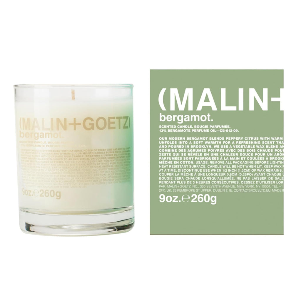 MALIN+GOETZ 9oz Scented Candle | Hand-Poured Soy Wax with Unique Fragrance Blends | Clean-Burning, Vegan & Cruelty-Free | Bergamot, Sage, Otto, Tomato, Strawberry, Cannabis, Dark Rum & Leather