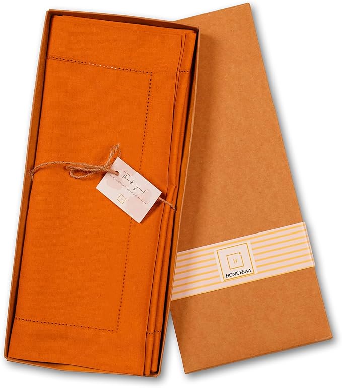 Pumpkin Table Runner 120 Inch–Cotton Linen Hemstitch Farmhouse Table Runner 14x120 – Washable Fabric for Dining, Fall, Halloween, Thanksgiving, Spring, Summer, Wedding, Everyday Décor–Serena