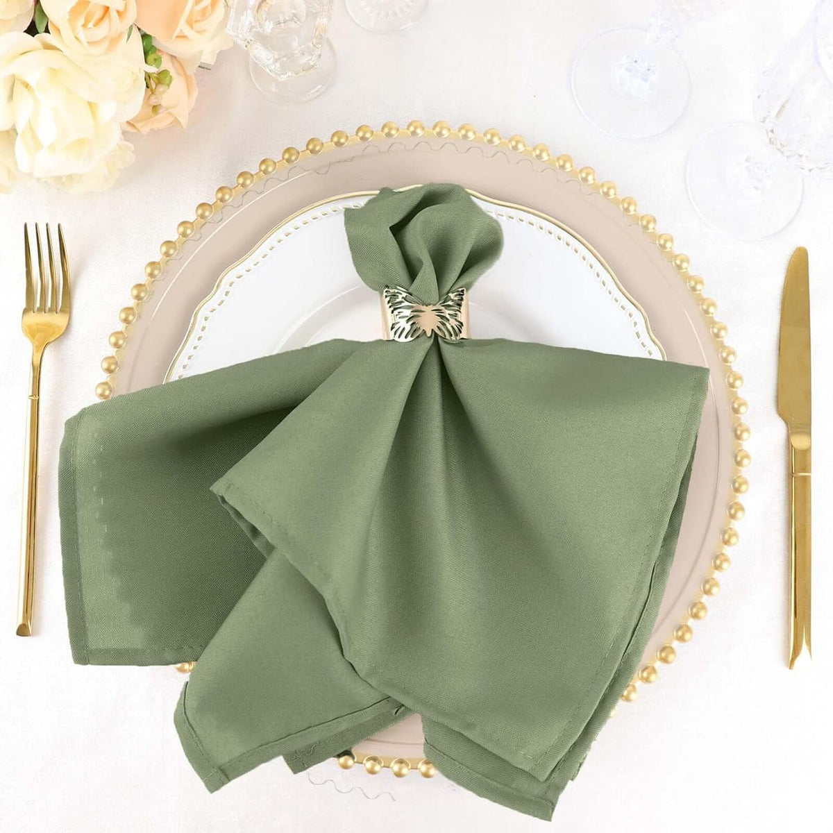 Efavormart Premium Cloth Napkins Set of 100, 17x17 Inch Eucalyptus Dusty Sage...