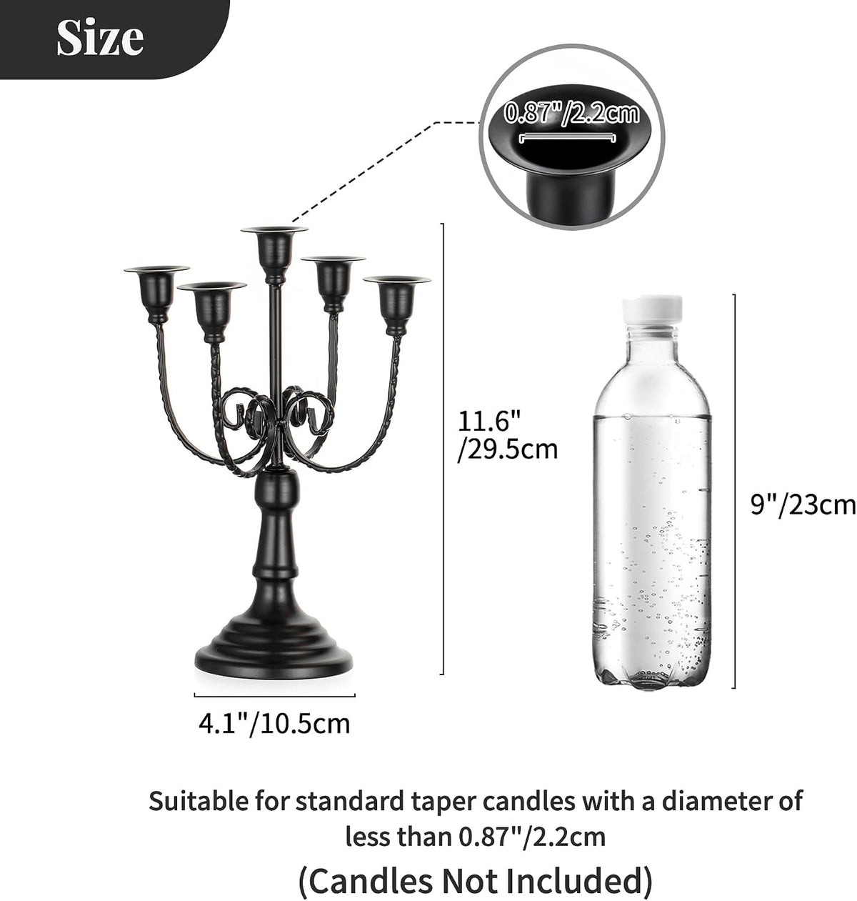 NUPTIO Taper Candle Holders Candelabra: Black Candlestick Holder Set of 2