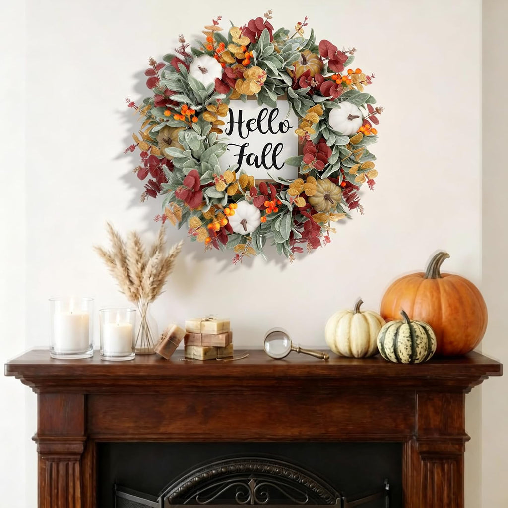 26 inch large fall wreaths for front door shown in use