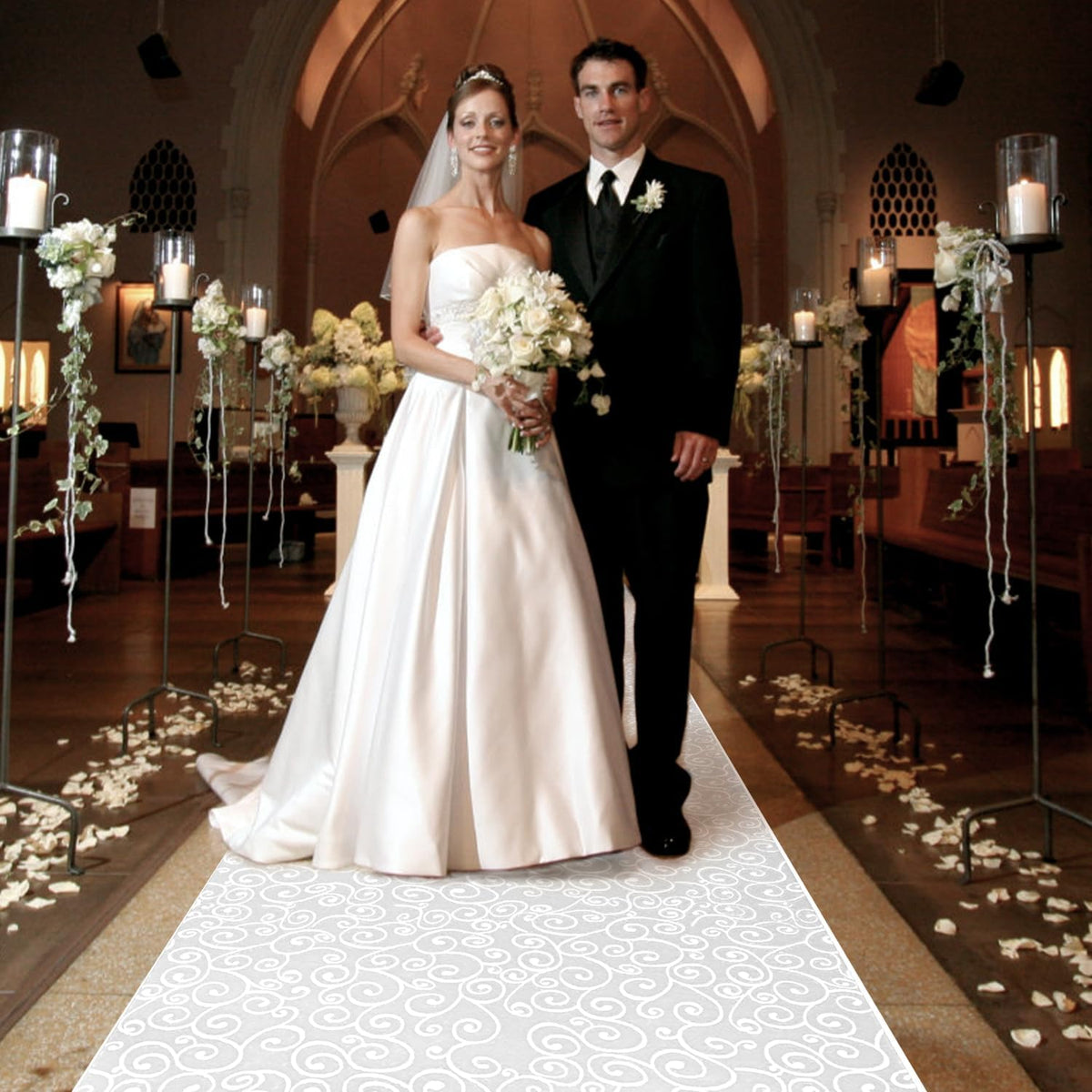 Thickened Aisle Runner for Wedding CeremonyFeet White Aisle Runner Walkway fo...