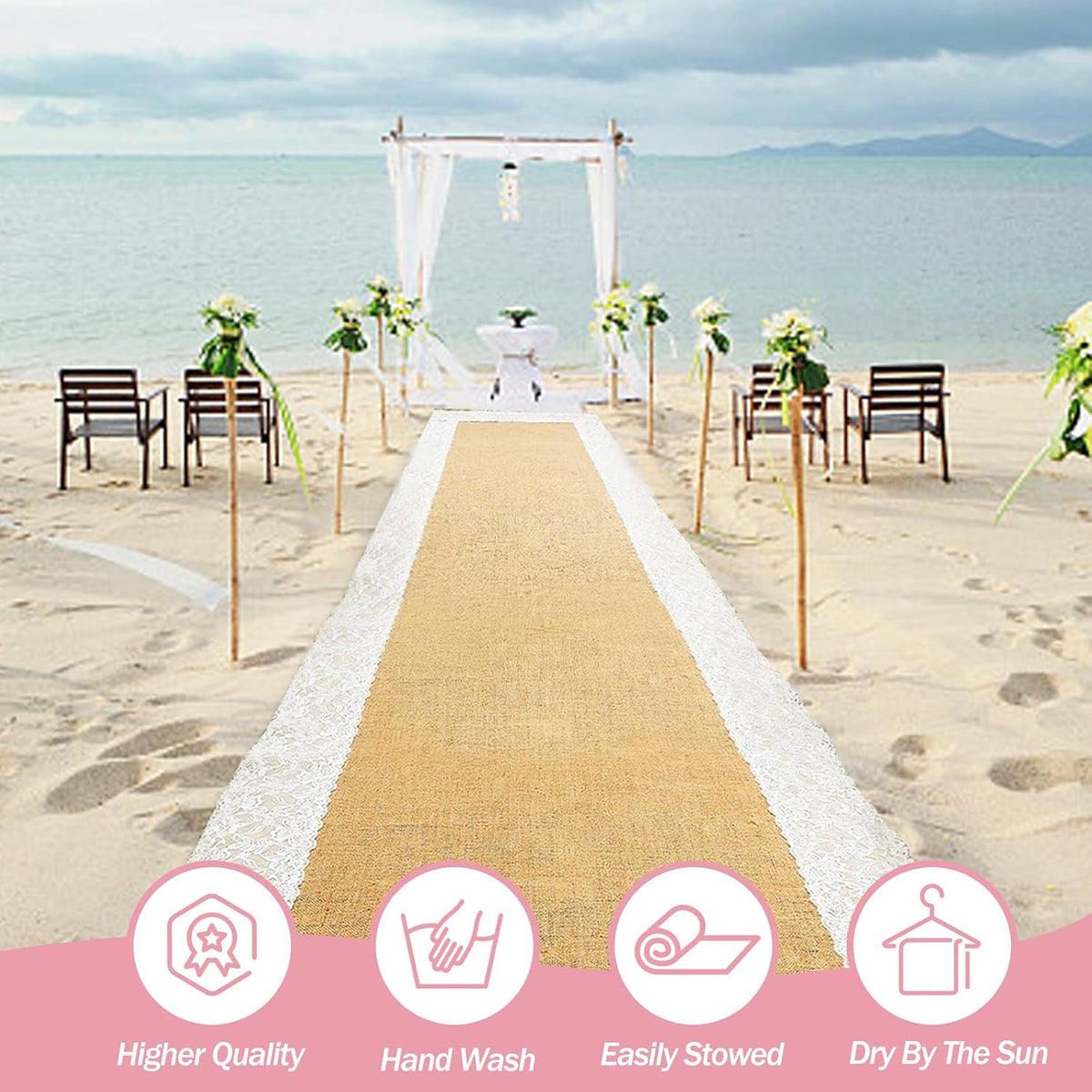 Burlap Aisle Runner for Wedding Ceremony, 2ft x 30ft