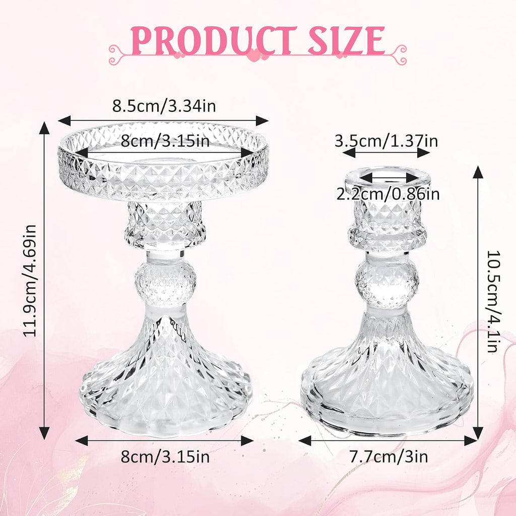 Unity Candle Holder - Glass Candle Holders for Pillar Candles Taper Candles, Glass Candlestick Holders Set of 3, Decorative Clear Glass Candlestick Holder for Wedding Table Dinning Church Centerpiece