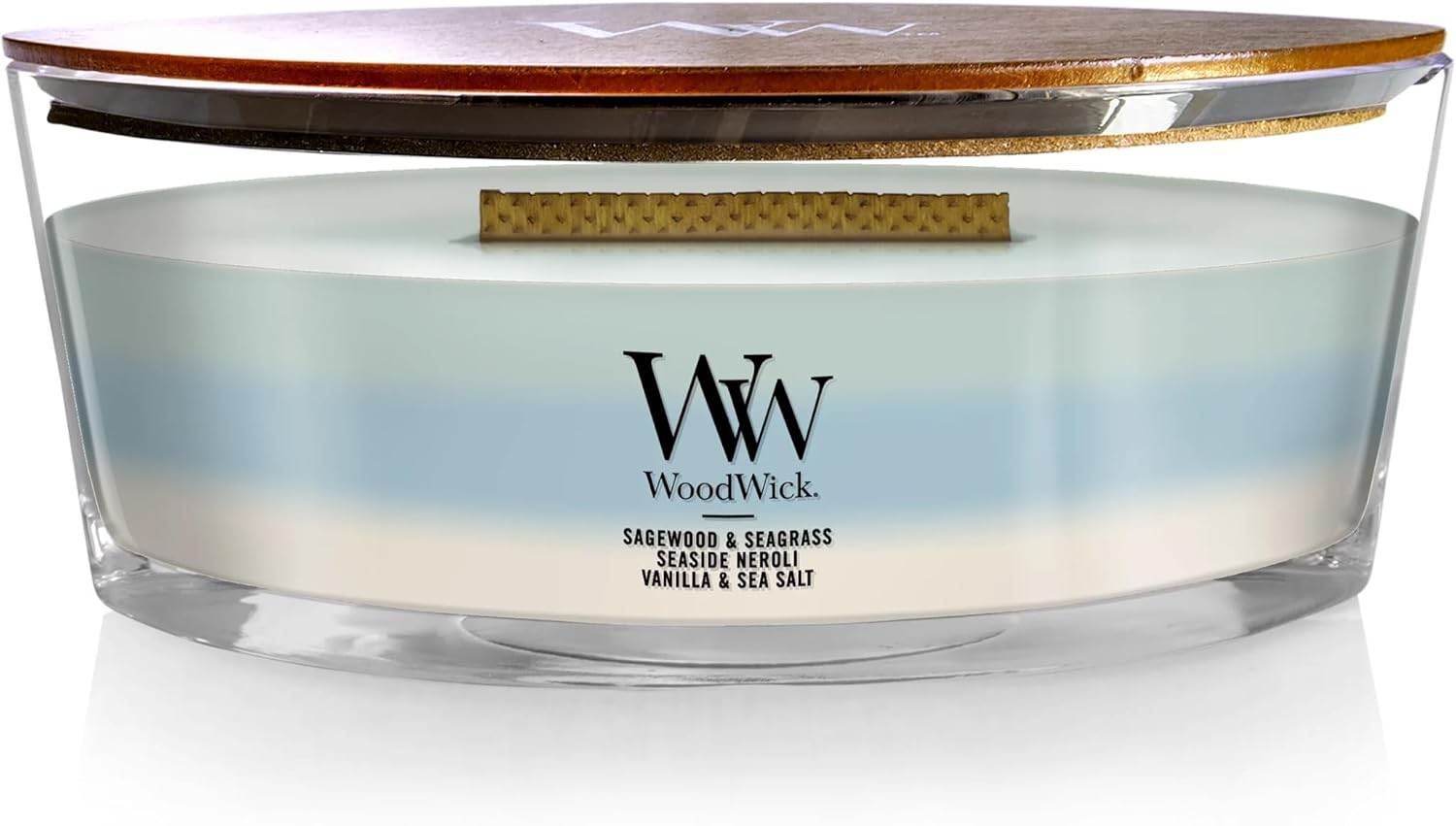 WoodWick Oceanic Trilogy Gifts for Women and Men, 16 oz Ellipse Trilogy Candle with Crackling Wick