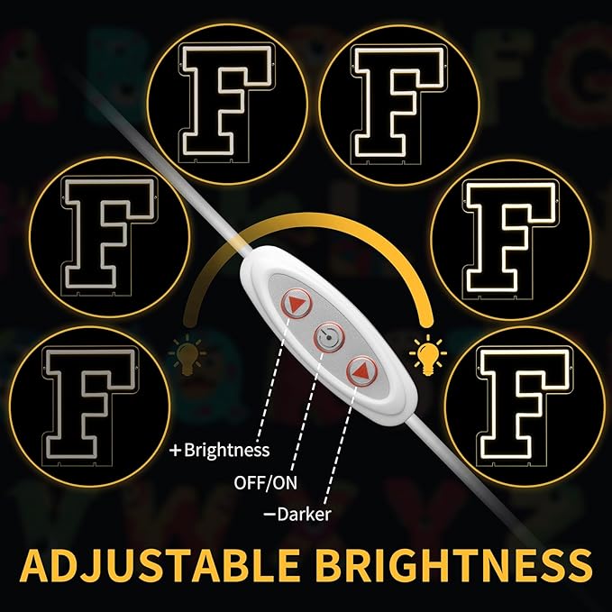 Light Up Letters F, Led Marquee Letter Lights Neon Sign, 13.9" Height Decorative Lighted Alphabet Number, Battery/USB Powered Led Letters Lights for Wedding, Birthday, Party, Christmas or Home Decor