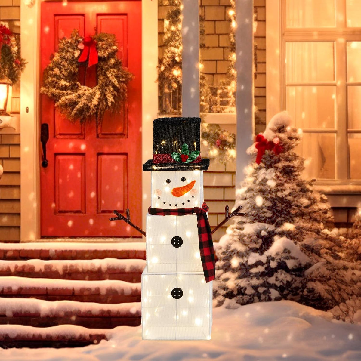 vingli 3ft lighted snowman christmas yard decorations, prelit, main product view