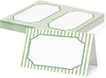 Elegant Green Striped Place Cards for Table Setting, 2 x 3.5" Escort Cards, 25 Watercolor Tent Cards Food Label for Dinner Party, Wedding, Bridal Shower, Baby Shower, Birthday Party Supplies
