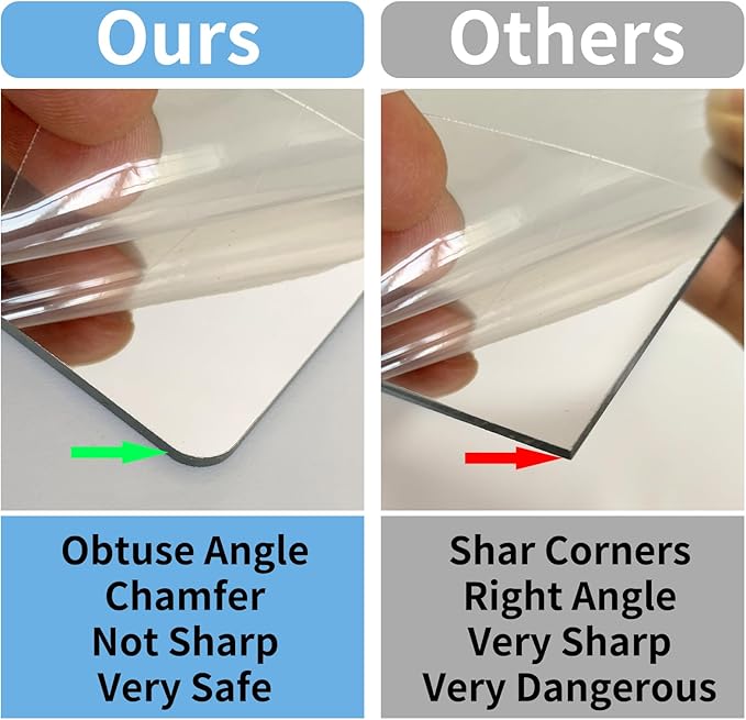 Unbreakable Acylic Small Mirror Tiles for Kids, (4-Pcs 10x10 Inch) Plastic Mirrors for Wall, Stick on Mirrors for Wall Decor, Shatterproof Mirror for Kids Bedroom
