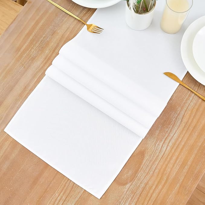 2 Pack White Small Short Table Runner 12 x 24 Inch Solid Color Runners Coffee Table Dresser for Daily Party Home Decoration
