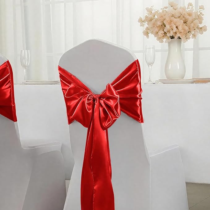 SHEJIZE 20 Pack Red Satin Table Runner 12x108 Inches Long, Bright Silky Smooth Satin Table Runner Table Decor for Wedding Banquet Christmas Prom Event Birthday Party