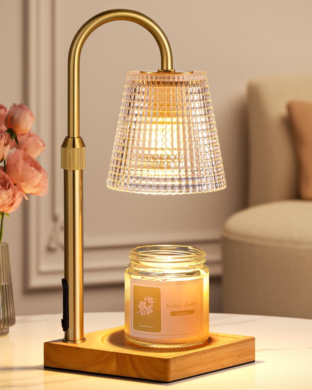 Hong-in Candle Warmer Lamp with Timer-Dimmable Adjustable Height Candle Lamp Warmer, Birthday Gifts for Women Mom Her, Housewarming Office Home Decor,Wax Warmer for Scented Wax Jar Candles