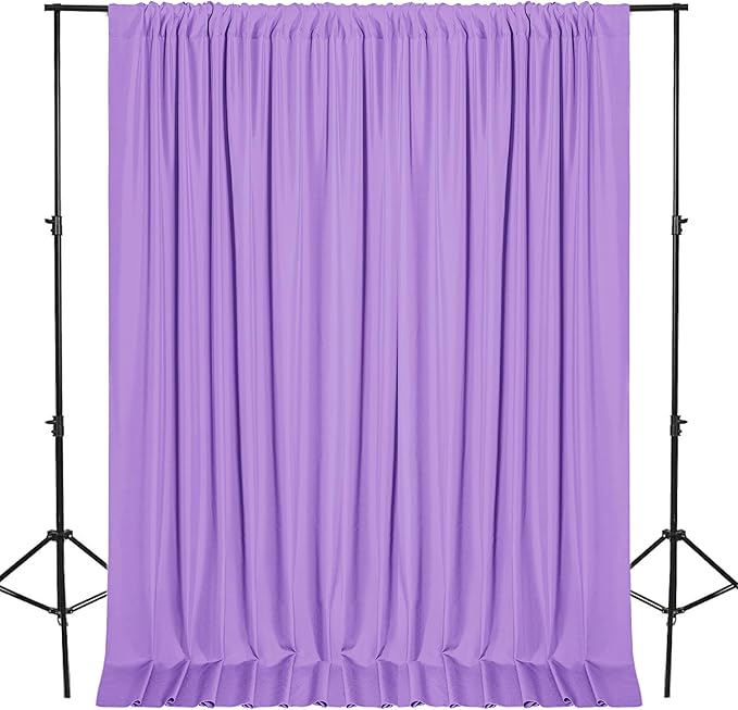 DWCN 10x10 FT Backdrop Curtains for Parties, Photography Backdrop Drapes with Rod Pockets for Wedding Decorations Stage Birthday Family Gatherings, 2 Panels 5ft x 10ft, Lavender