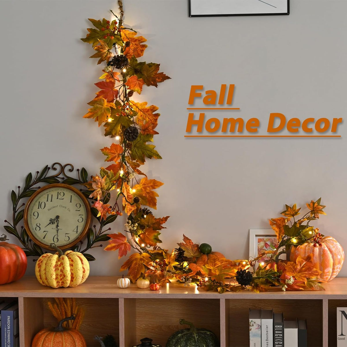 artgar fall maple leaf garland, 6 ft fall showing dimensions