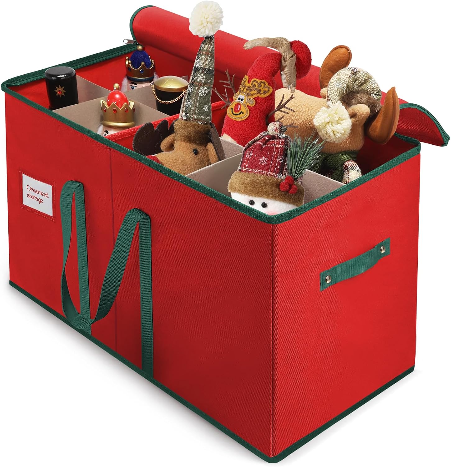 Christmas Nutcrackers Storage Box Stores 8 Figurines 15 " Storage Container | Large Ornaments Storage Box and More - Holiday Decor Organizer with Adjustable Dividers, Xmas Decorations Accessories Boxes