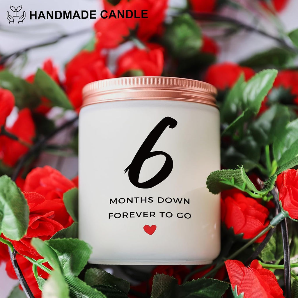 6 Months Anniversary Candle Gifts, Best 6 Months Wedding Anniversary Couple Her Him Girlfriend Boyfriend Women Gifts