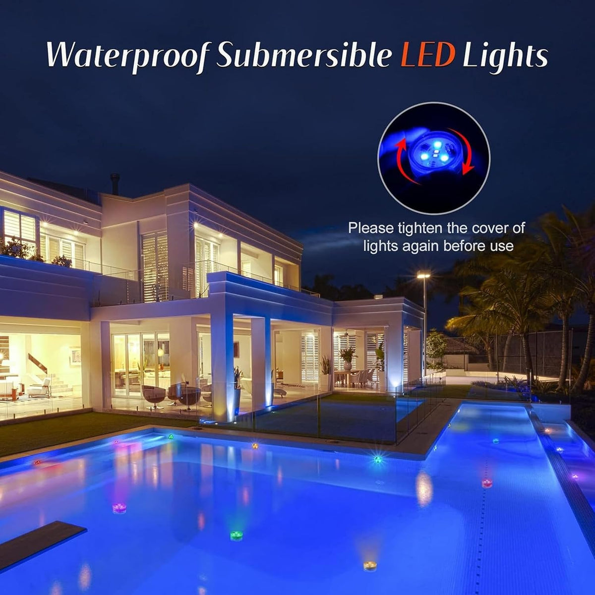 Mini Submersible LED Tea Lights - Waterproof Flameless Led Lights Battery Pow...