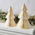 LampLust White Honeycomb Paper Trees, 2 Pack, 10 & 12 Inch, Winter Ornaments, Winter Decorations for Home and Mantel Decor, Winter Wonderland Decorations