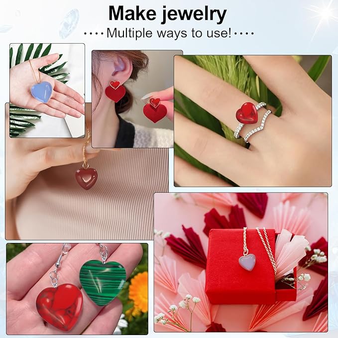 Healing Crystals,Virekm 30PCS Heart Healing Crystals Amethyst Heart Love Stones Set Palm Thumb Gemstones Chakra Reiki Balancing Gifts for Men Women (Colorful - 30 PCS)