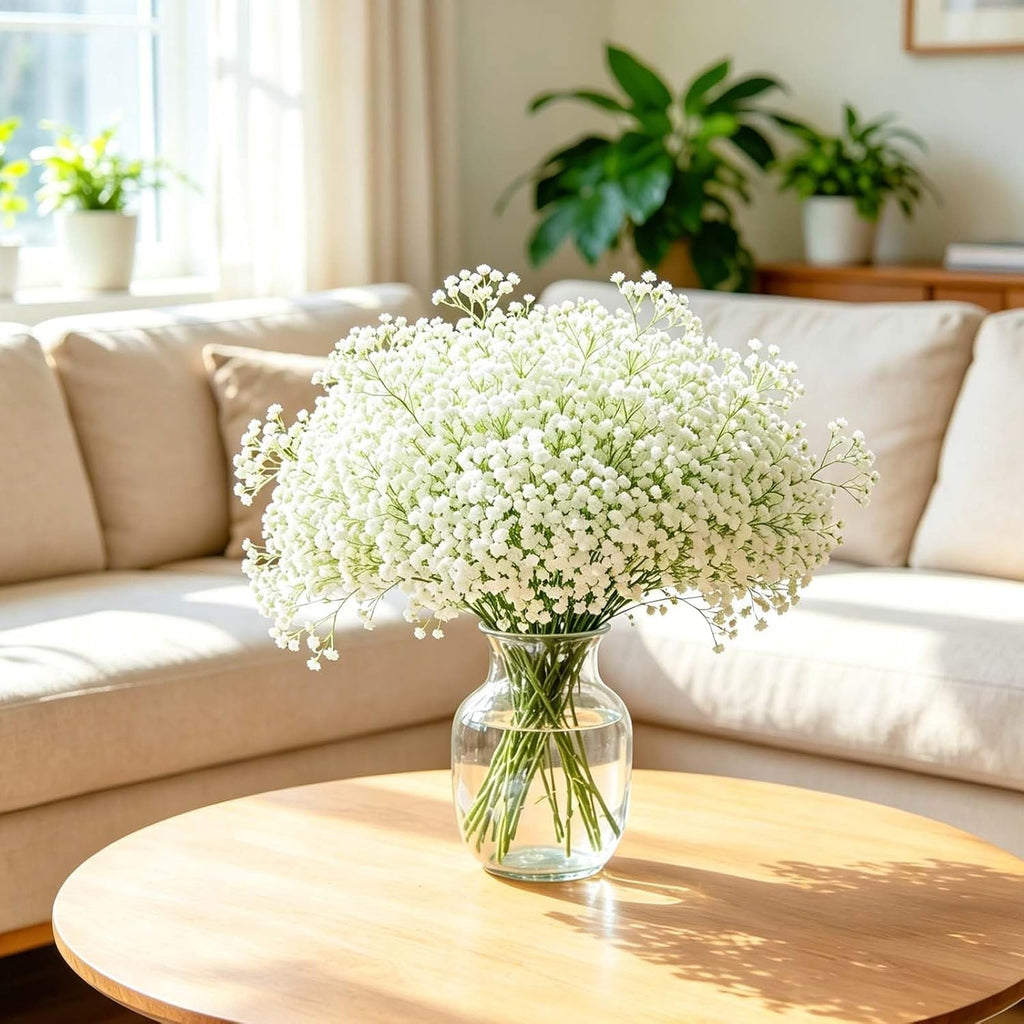 Yastouay Babys Breath Artificial Flowers, 6Pcs Fake White Babys Breath Flowers Artificial Bulk, Real Touch Faux Babies Breath Gypsophila Bouquet for Wedding Floral Arrangement Party Decor