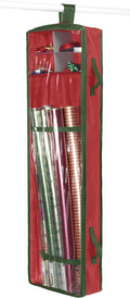 Whitmor Christmas & Holiday Gift Wrap Organizer - Holds 30 inch rolls - Stripe, Red