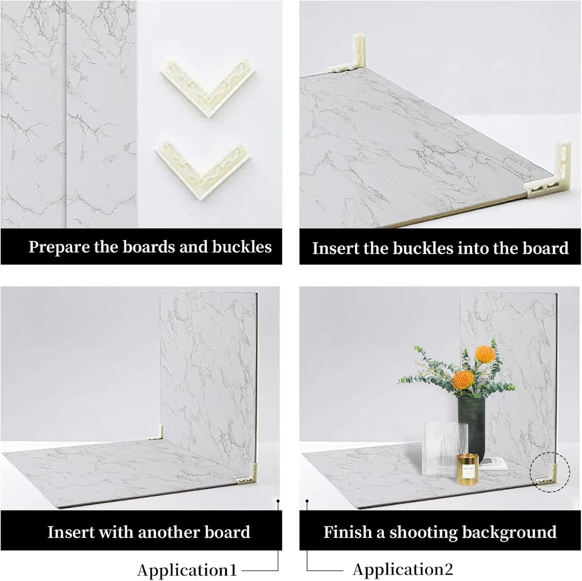 2 PCS Boards Photo Backdrop 2 Marbles Texture for Flat Lay, Food Photography ...